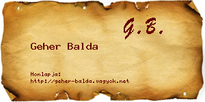 Geher Balda névjegykártya